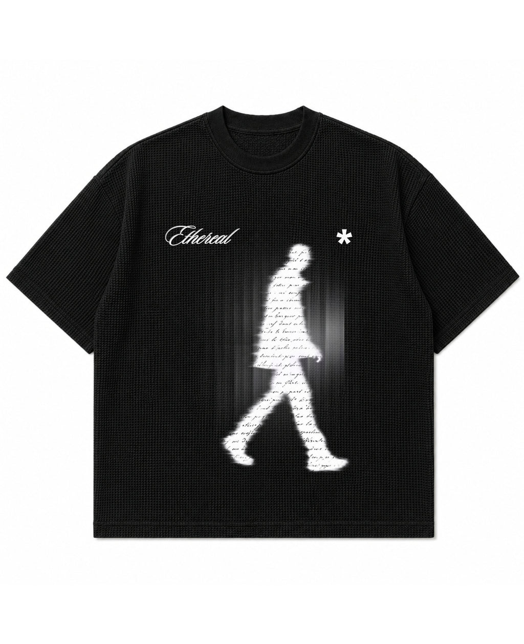 Black waffle boxy fit Front Design
