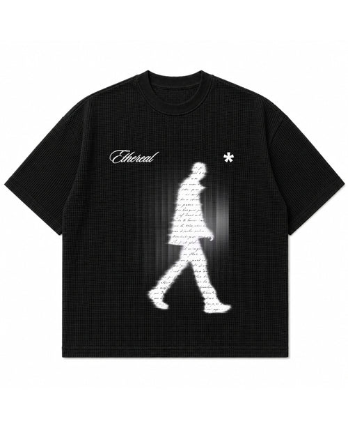 Black waffle boxy fit Front Design