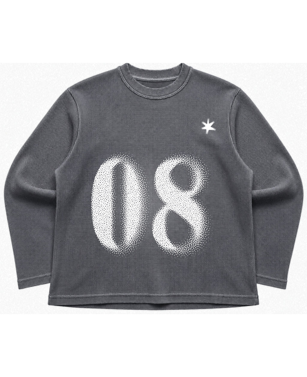 Acidwash waffle knit oversized full-sleeve Front Design