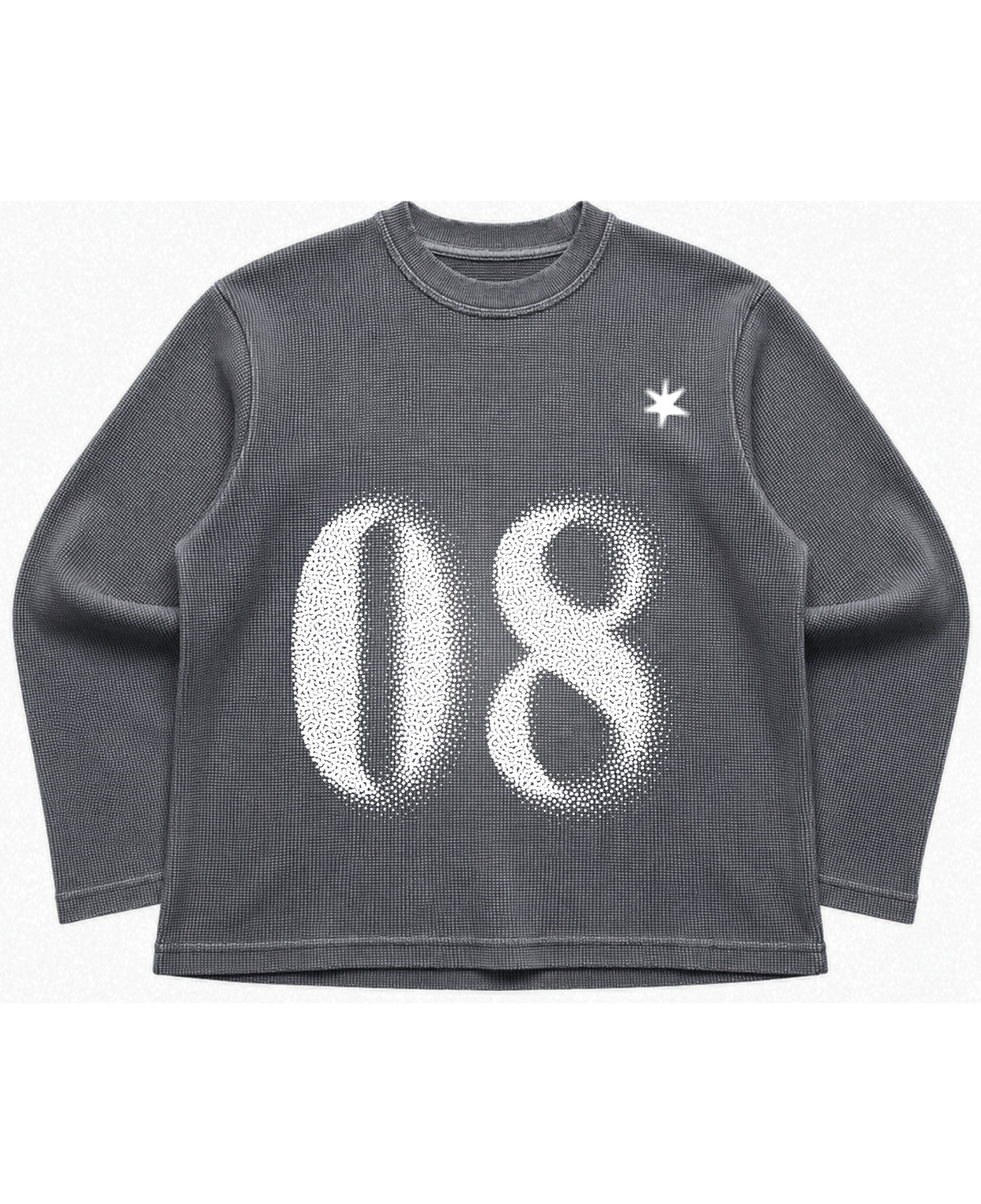 Acidwash waffle knit oversized full-sleeve Front Design