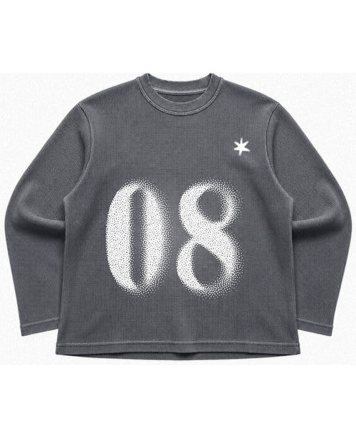 Acidwash waffle knit oversized full-sleeve Front Design