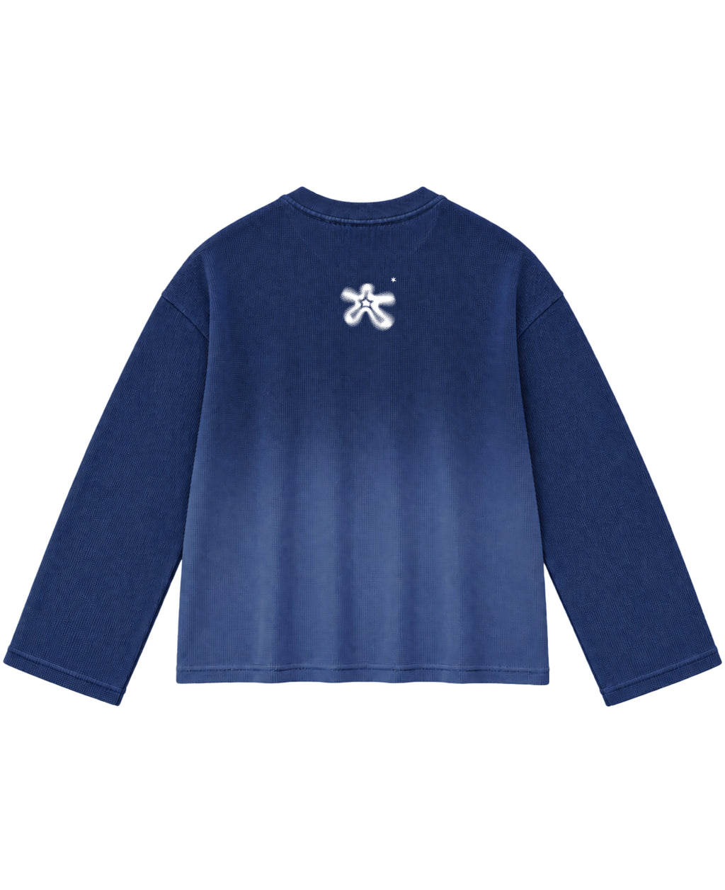 Blue Ombré Waffle Knit Oversized Full-Sleeve Back Design