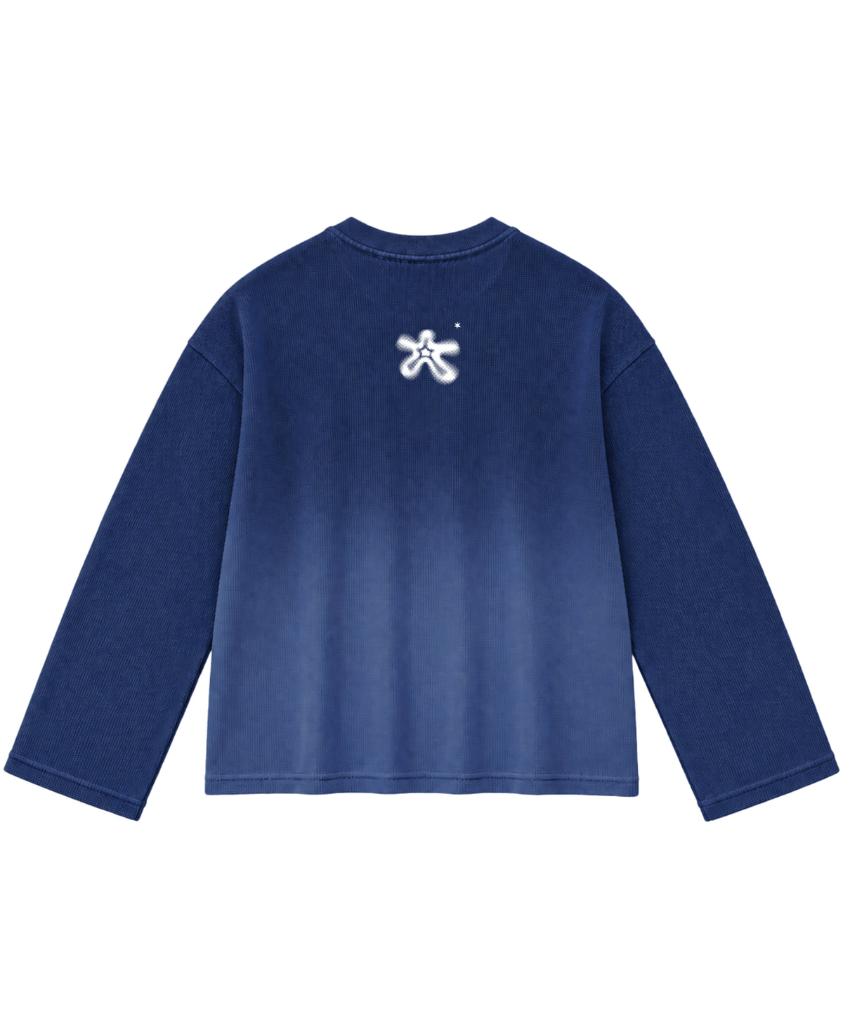 Blue Ombré Waffle Knit Oversized Full-Sleeve Back Design