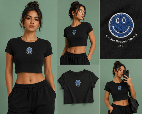 Embroidered Smiley Baby Tee